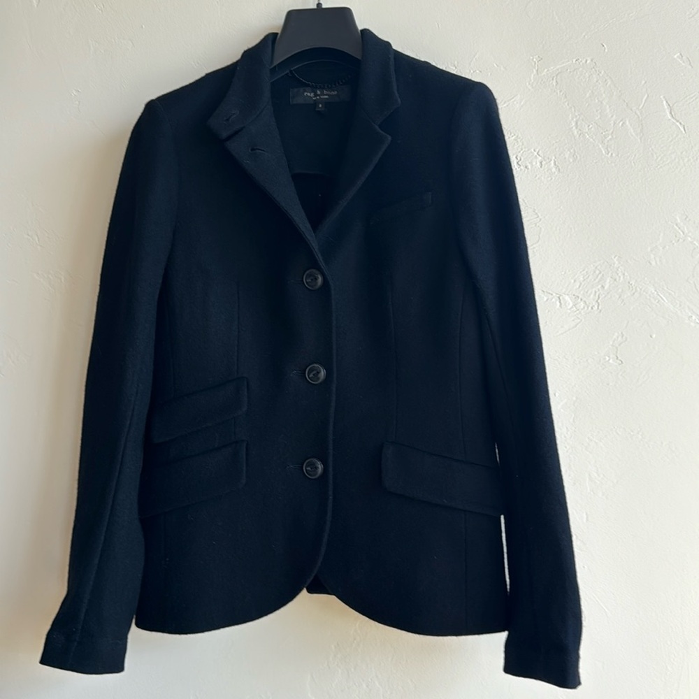 Like New Rag & Bone Slade Wool Blazer Jacket Black sz 2 XS - Picture 3 of 7